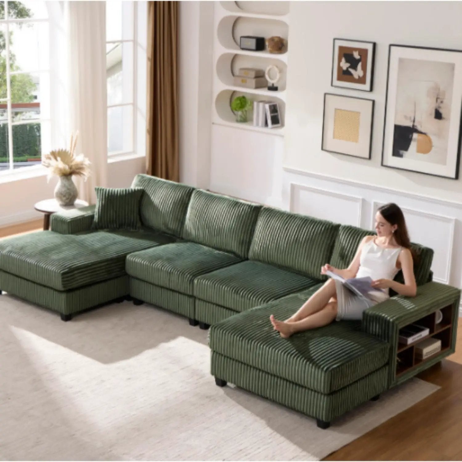 U-Shaped Convertible Sofa, 4 Seater Large Living Room Lounge by HouseOfZazla