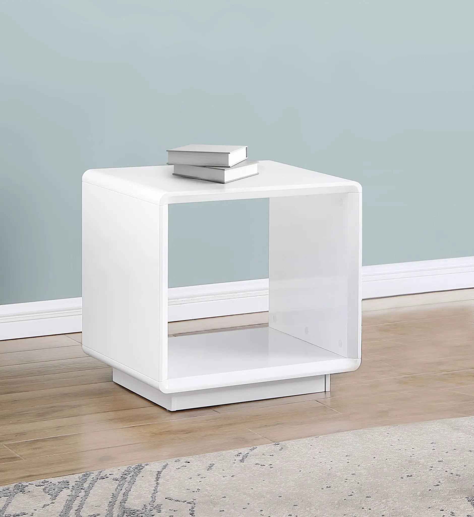 Paseo Square End Side Table White High Gloss by Unique Piece Furniture