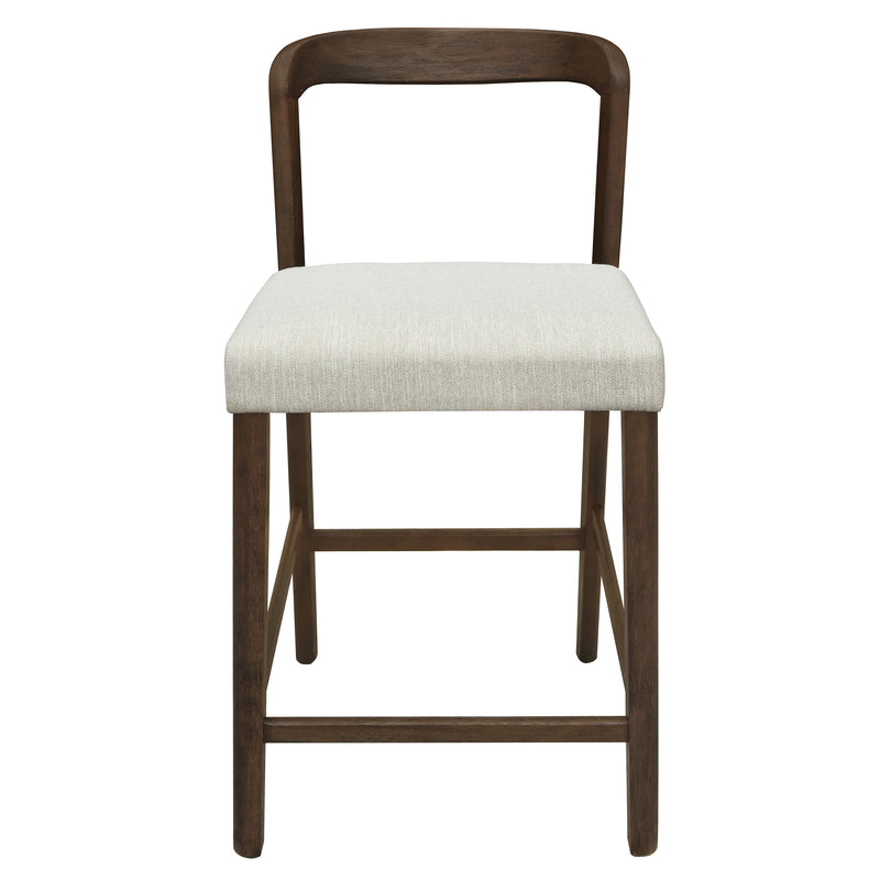 Solid Rubber Wood Counter Stools (Walnut + Beige) Set of 2 by HouseOfZazla