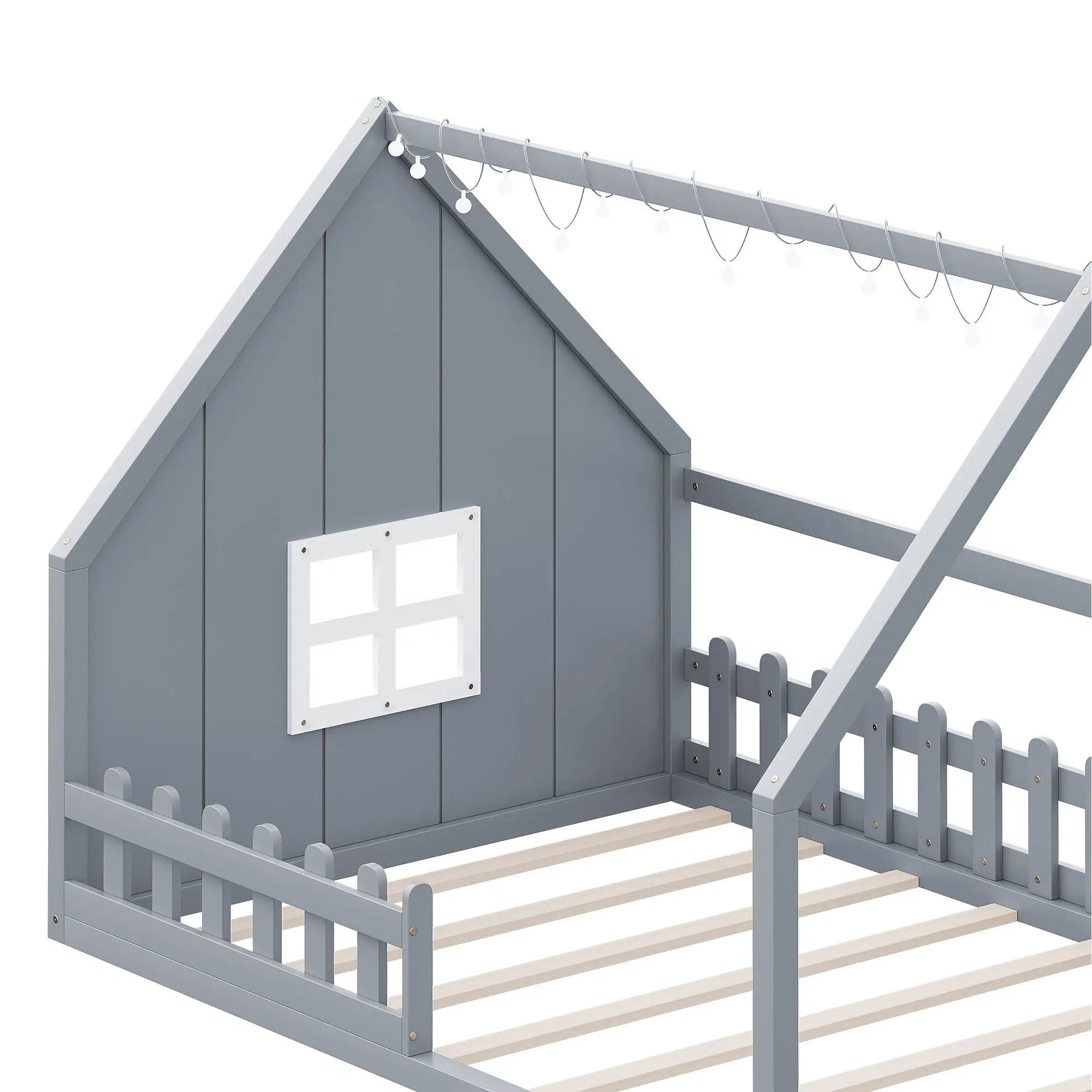 House Bed With Window And Fence by Unique Piece Furniture