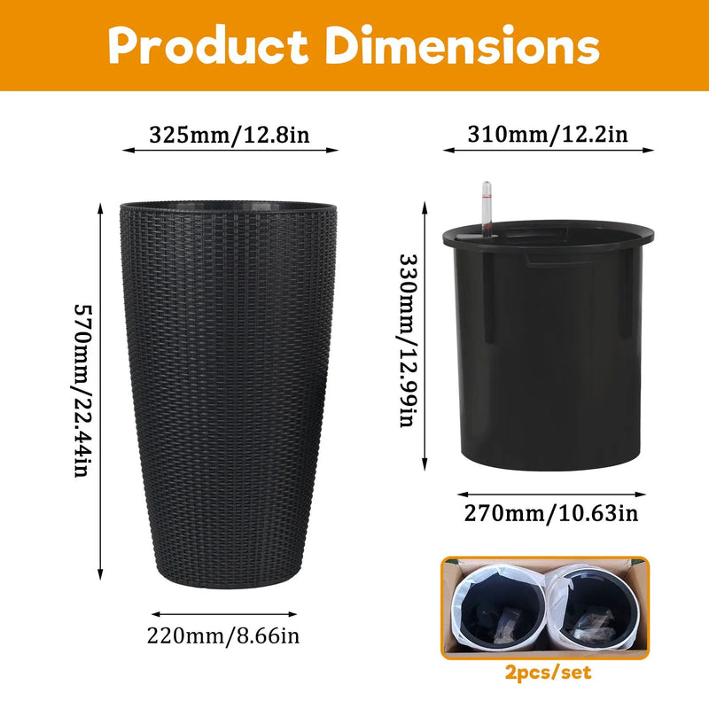 Tall Planters Set With Water Level Monitor And Auto Watering by Unique Piece Furniture