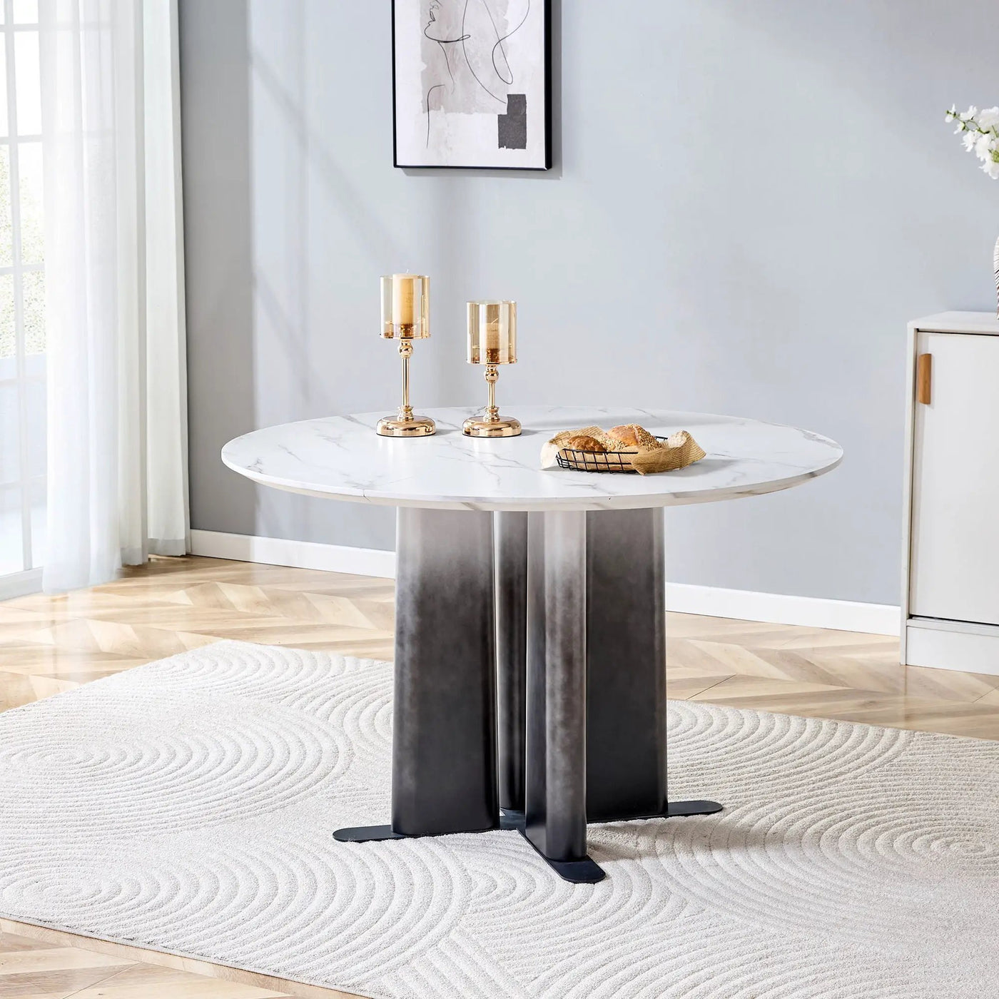 Round Dining Table With Cross Base, Modern Home Furniture by HouseOfZazla
