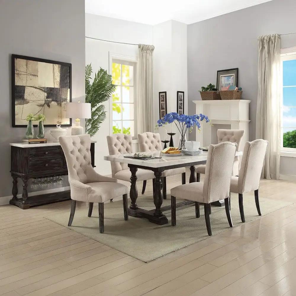 Gerardo - Side Chair (Set of 2) - Beige Linen & Weathered Espresso by Unique Piece Furniture