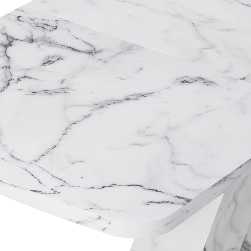 Modern Rectangle Dining Table With Stretchable TopAnd X Shape Legs
