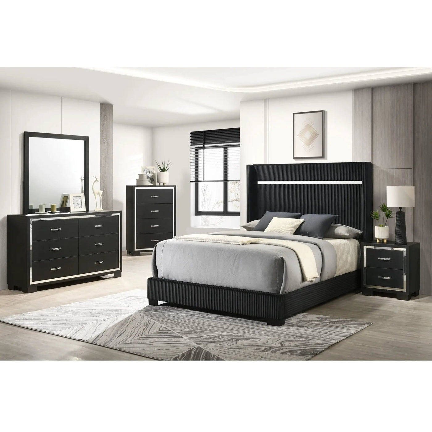 Contemporary Upholstered Bed by Unique Piece Furniture