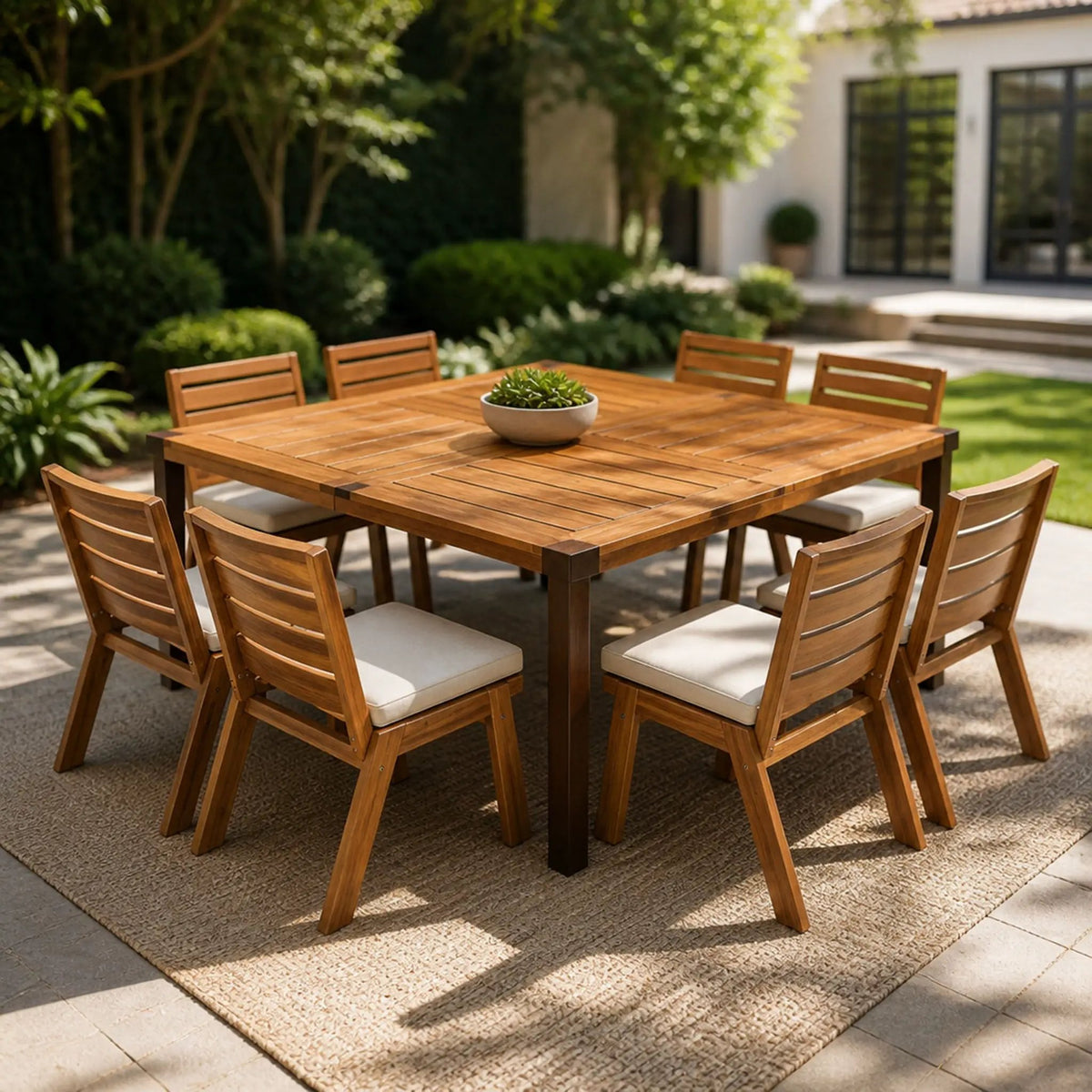 9-Piece Acacia Wood Outdoor Patio Dining Set by HouseOfZazla