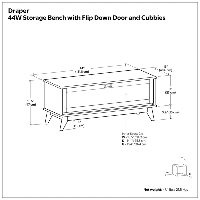 Draper - Flip Down Storage Bench - Teak by HouseOfZazla