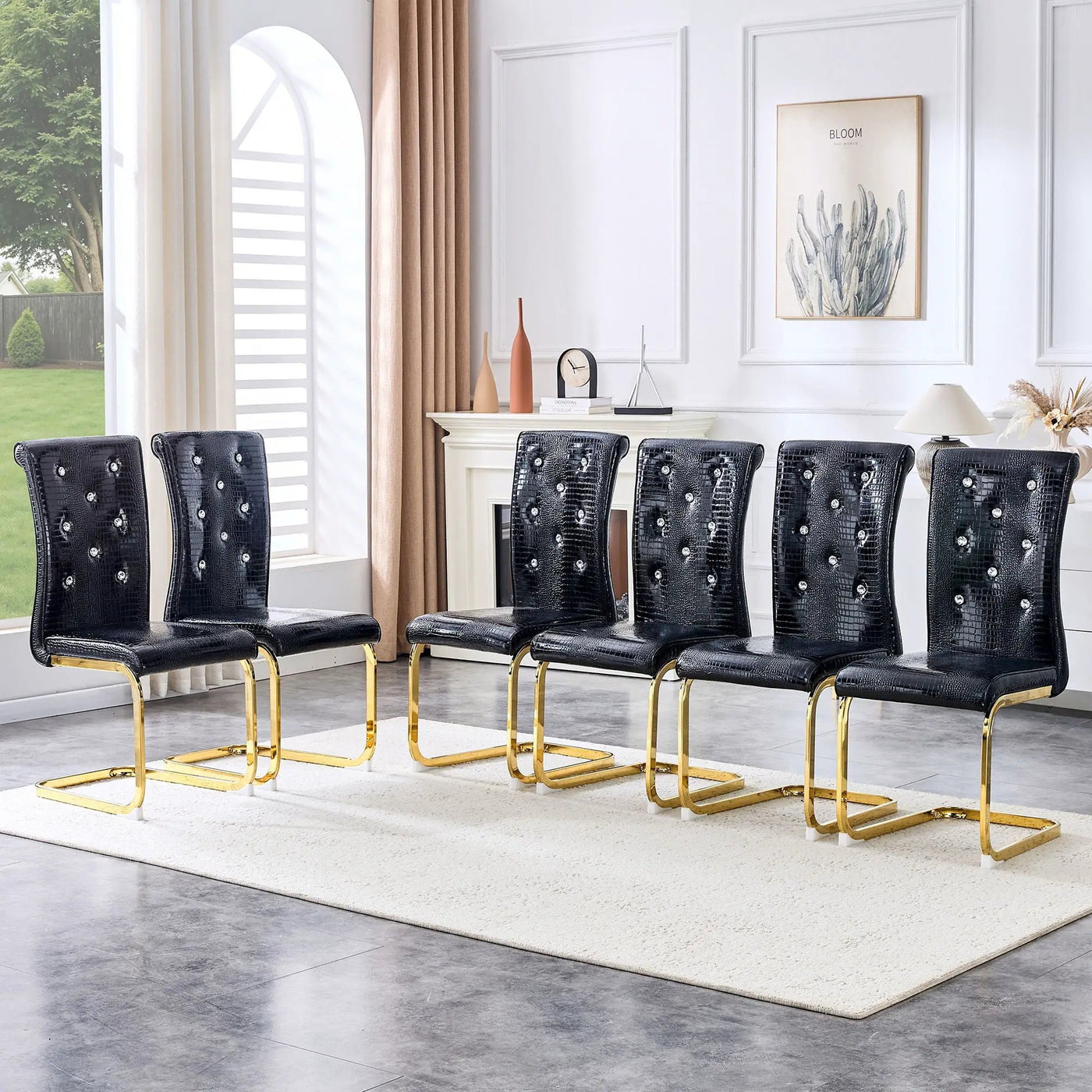 Elegant Design Alligator Skin Upholstered Dining Chairs by Unique Piece Furniture