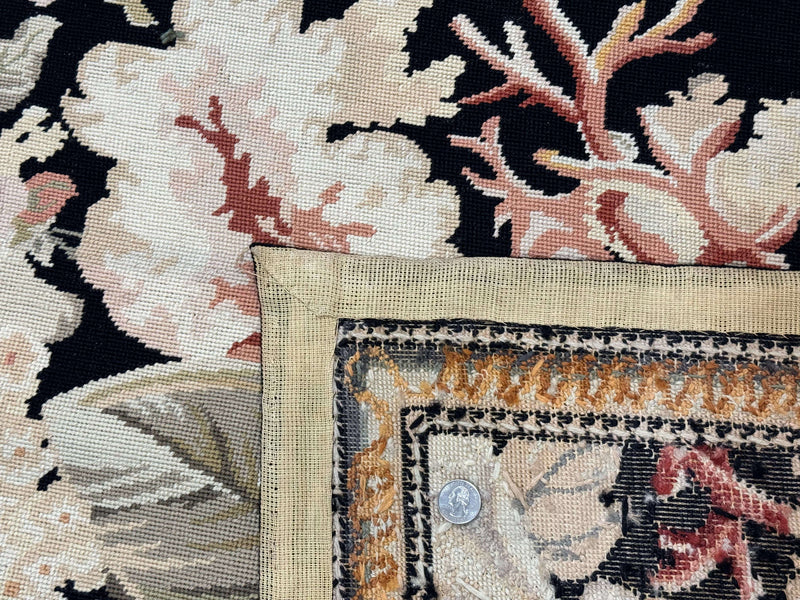 Palace Size Needlepoint Rug 13x17, Extra Large Wool Floral Handmade Carpet, European Design, Botanical by Jewel Rugs