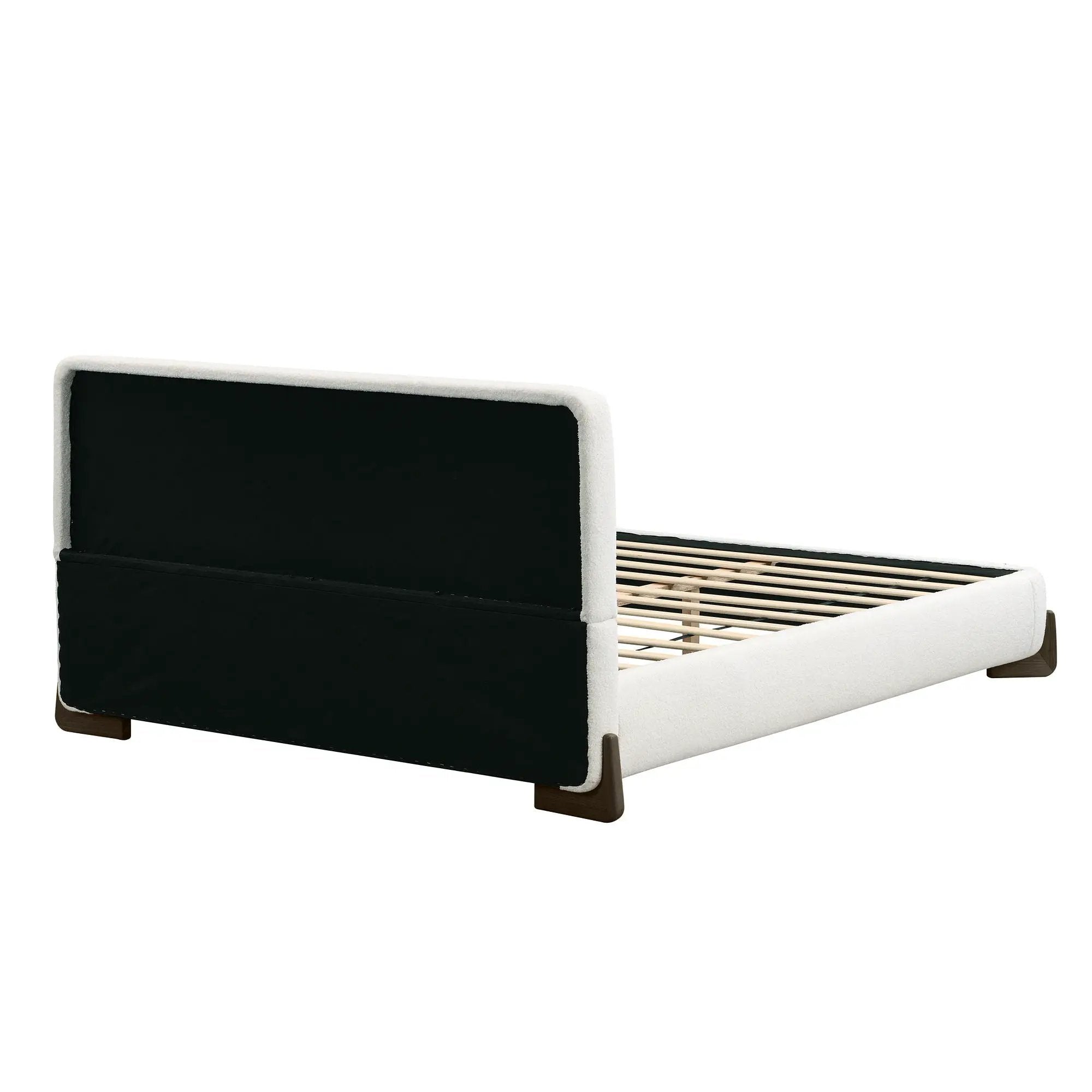 Elegant Boucle Upholstered Bed With Solid Wood Legs by HouseOfZazla