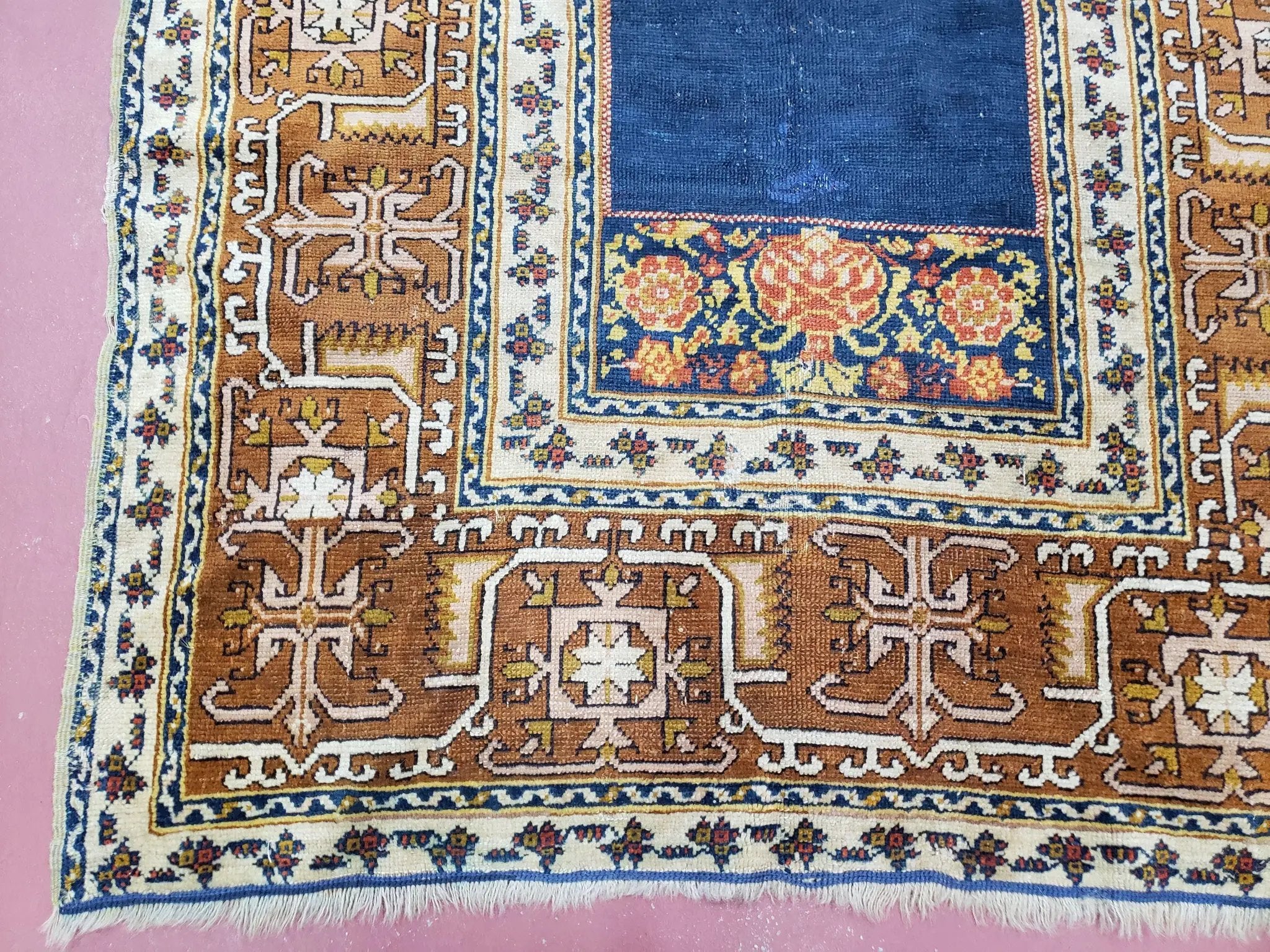 Antique Turkish Anatolian Ghiordes Prayer Rug, Twin Mihrabs, Rare Collectible Oriental Rug, Early 20th Century Prayer Rug, 3'9" x 5'2" by Jewel Rugs