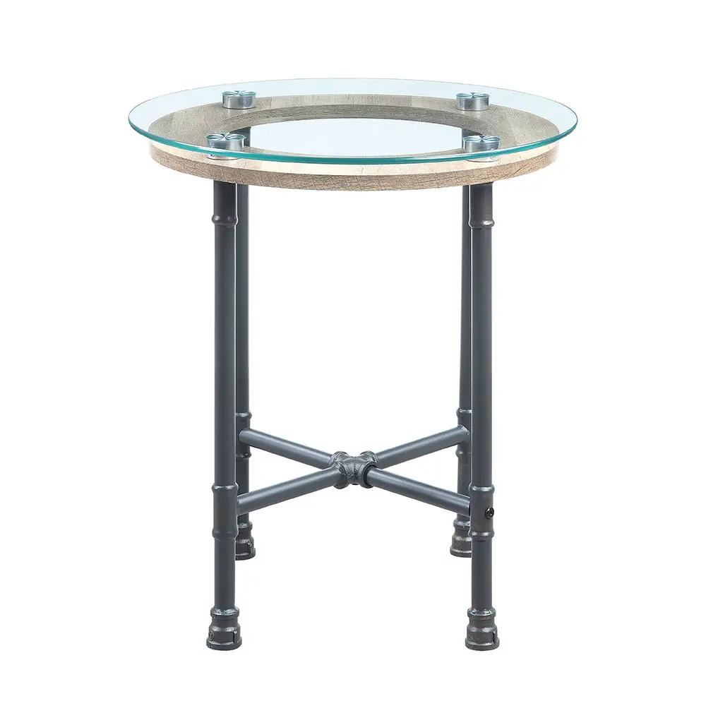 Brantley - End Table - Clear Glass & Sandy Gray by Unique Piece Furniture