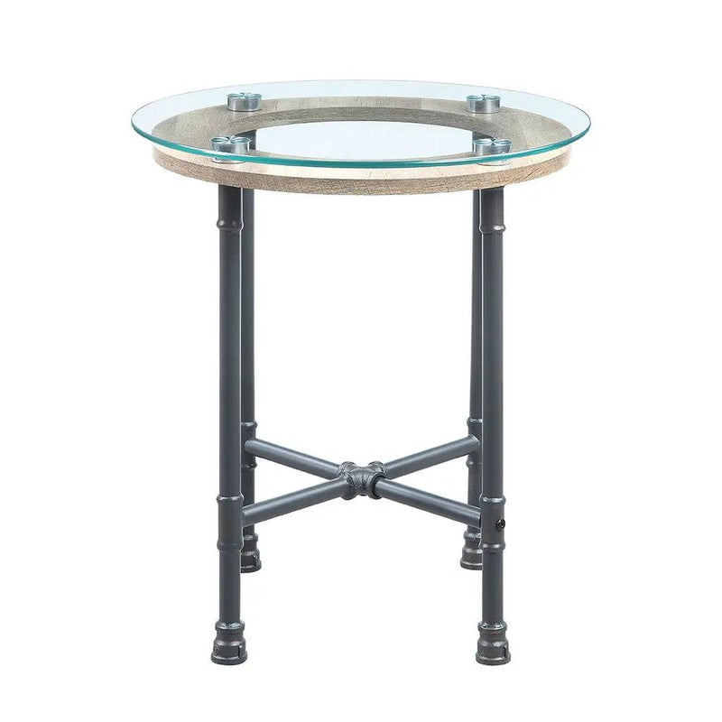 Brantley - End Table - Clear Glass & Sandy Gray by Unique Piece Furniture