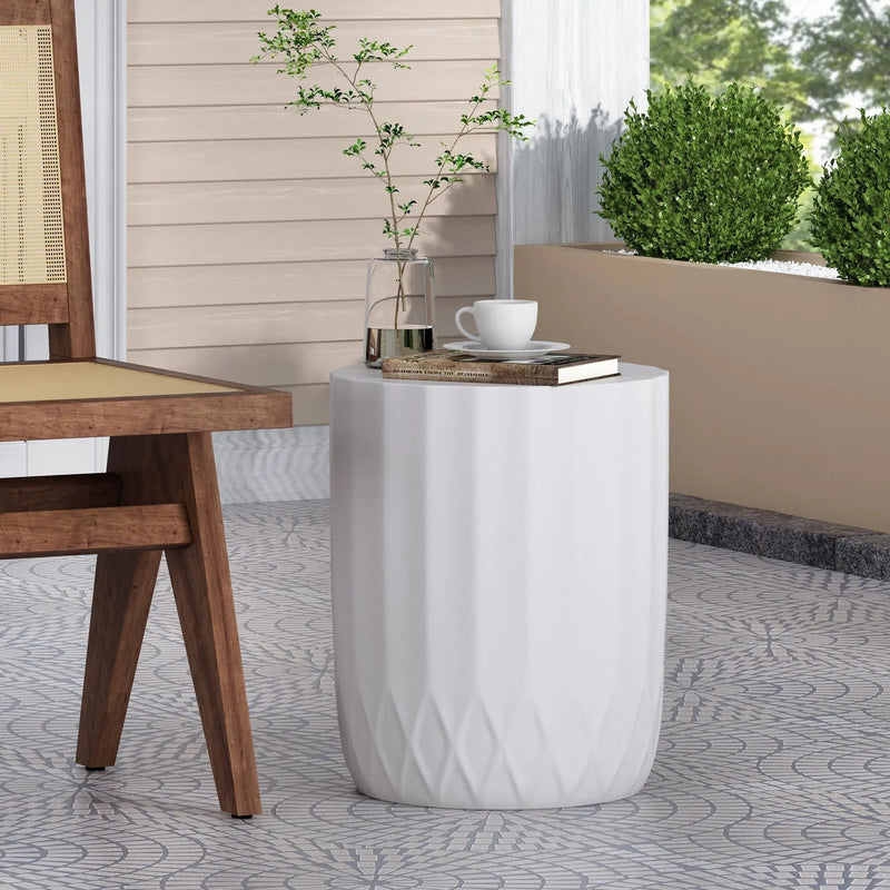 Outdoor End Table With Scallop Edge - Antique White by HouseOfZazla