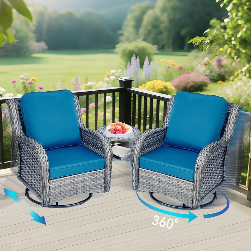 Wicker Patio Furniture Set - 3 Piece Rattan Outdoor Sectional Conversation Set by HouseOfZazla