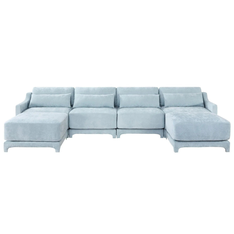 Stylish Sofa With Ottoman And Lumbar Pillows, Ergonomic Design by HouseOfZazla