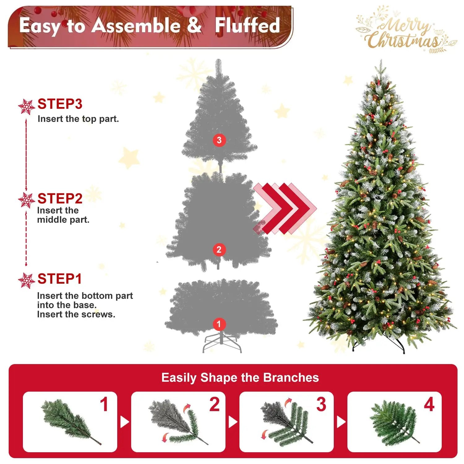 7.5FT Christmas Tree with 500 Warm Lights by HouseOfZazla