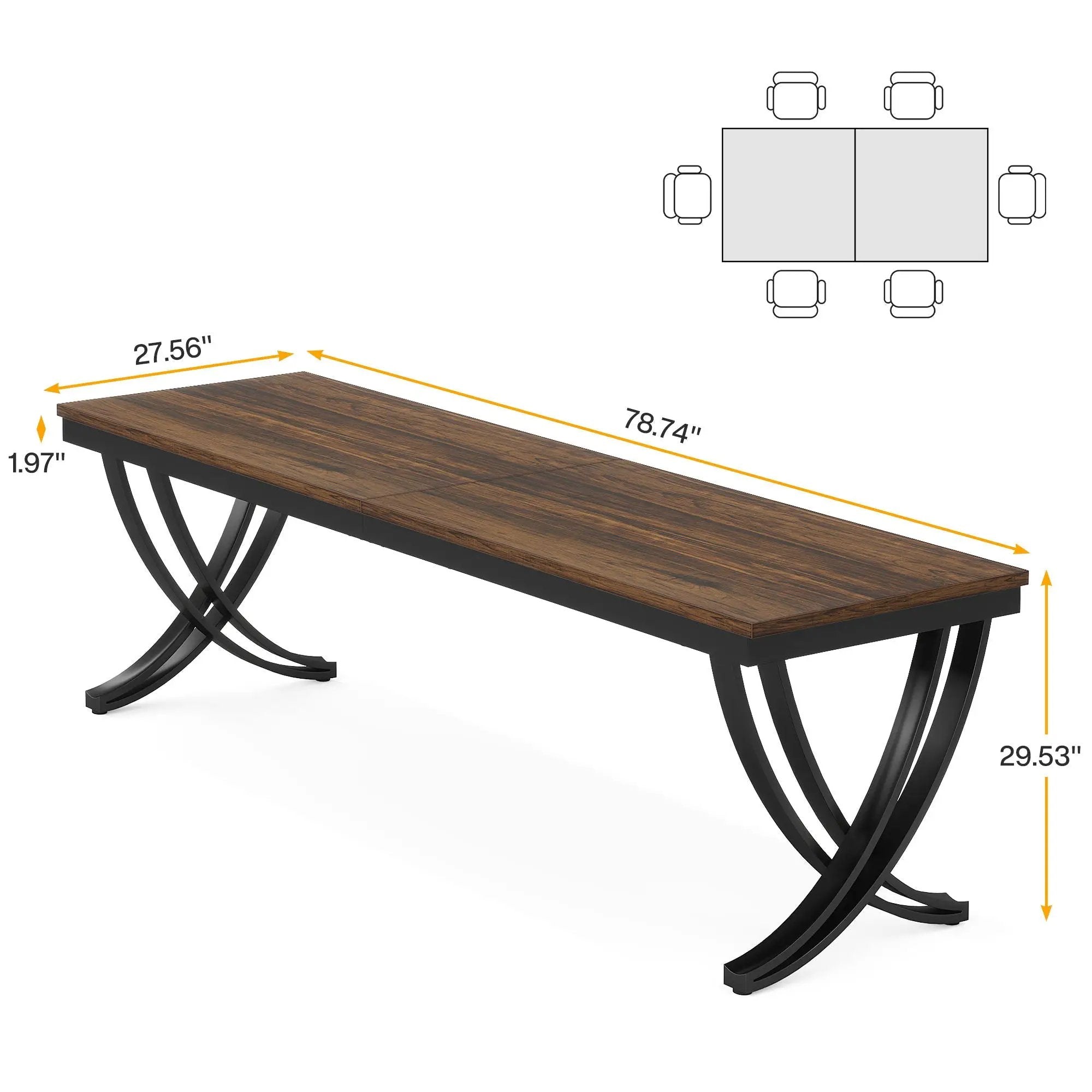 2 Person Desk With X Legs, Extra Long Office Workstation - Brown / Black by HouseOfZazla