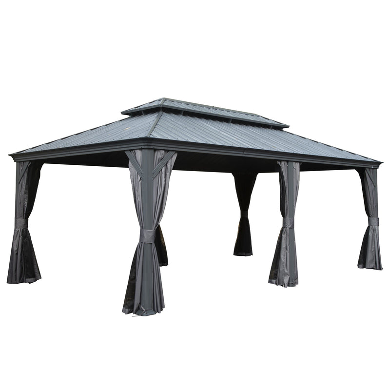 12' x 18' Hardtop Metal Gazebo with Double Roof Canopy by HouseOfZazla