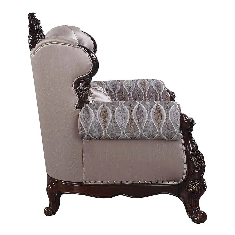 Benbek - Loveseat With 3 Pillows - Fabric & Antique Oak by Unique Piece Furniture