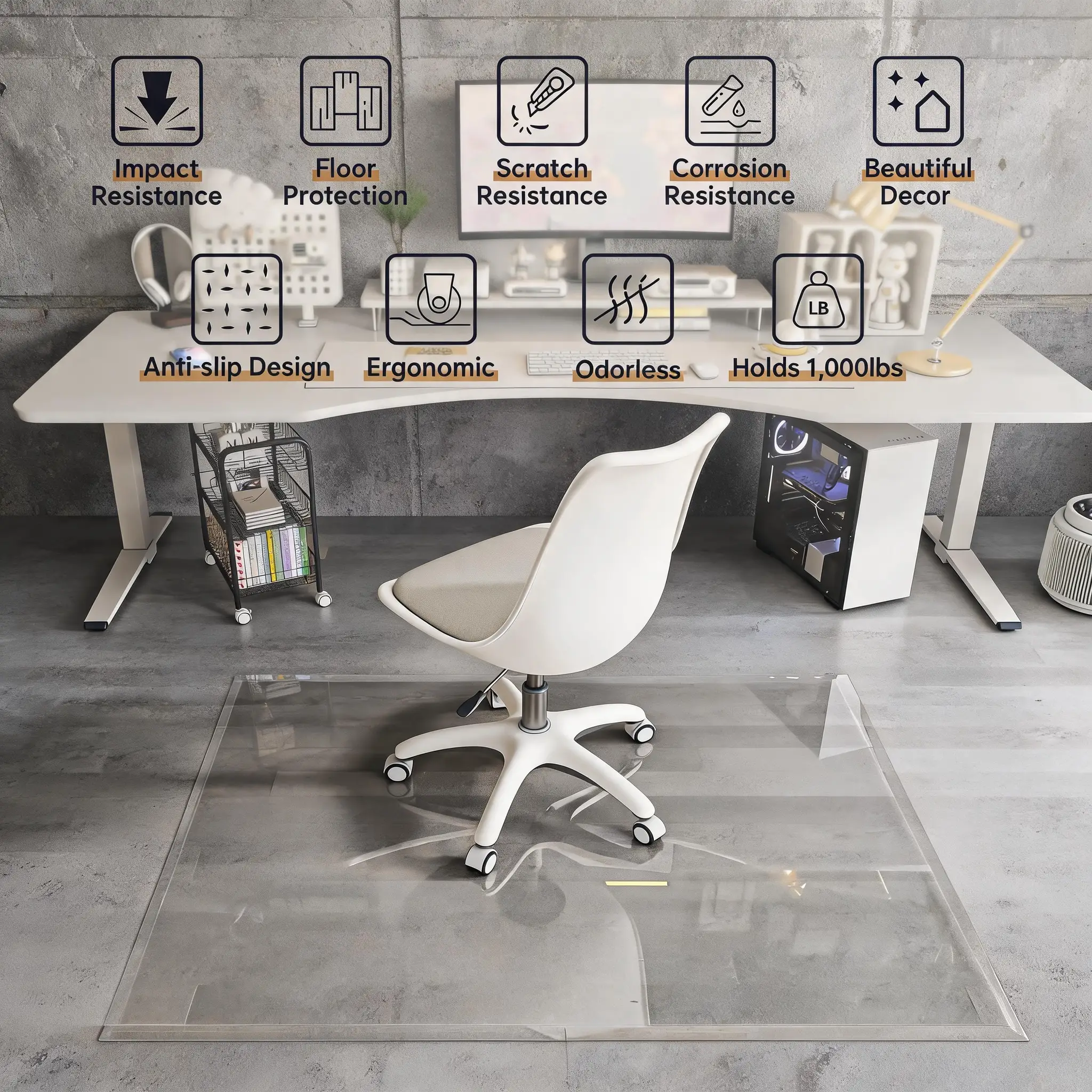 Tempered Glass Beveled Edge Chair Mat by HouseOfZazla