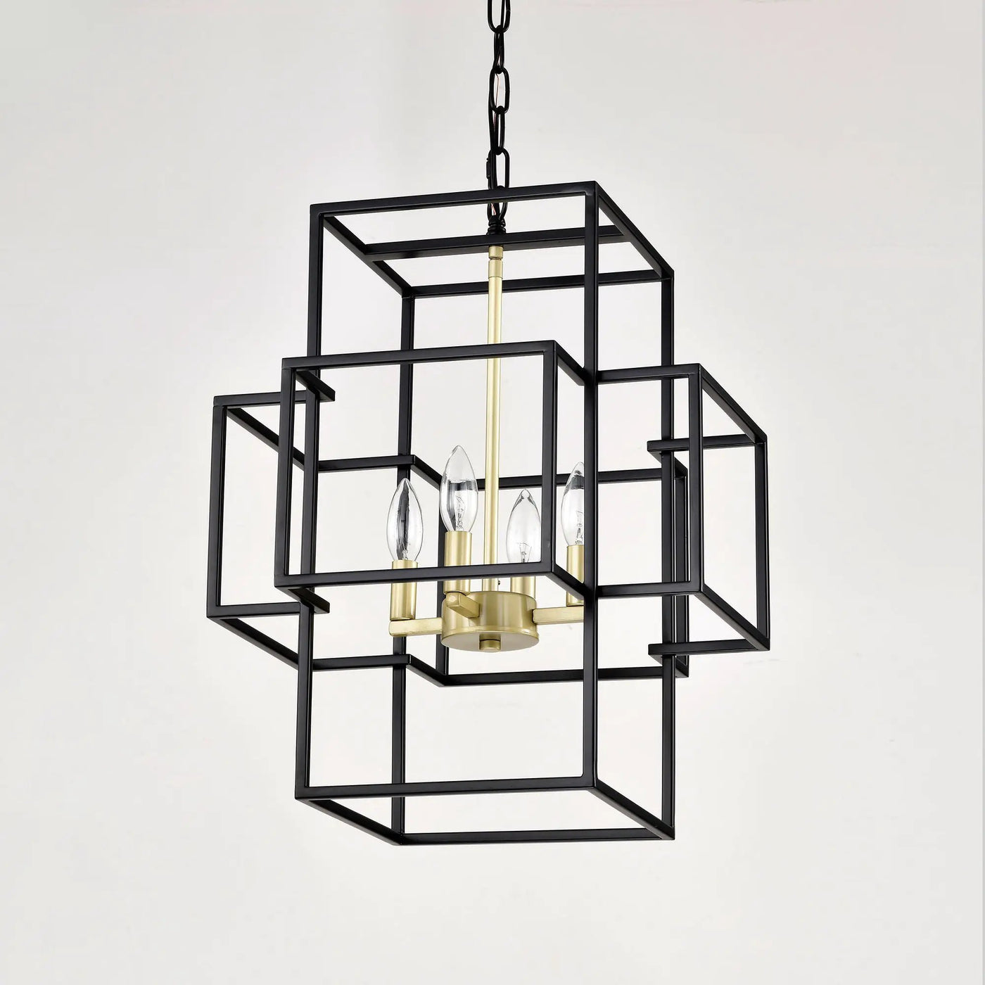 4 Light Metal Lantern Tiered Pendant Hanging Light Fixtures, Industrial Farmhouse Adjustable Height Chandeliers For Dining Room Hallway Foyer Entryway (E12 Bulbs Not Included) by HouseOfZazla