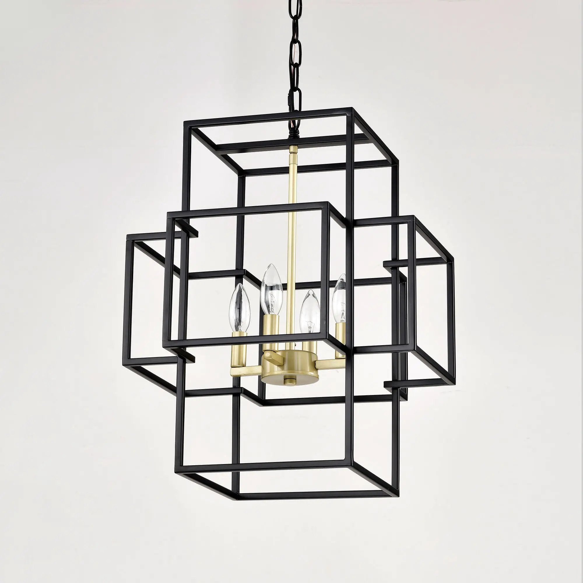 4 Light Metal Lantern Tiered Pendant Hanging Light Fixtures, Industrial Farmhouse Adjustable Height Chandeliers For Dining Room Hallway Foyer Entryway (E12 Bulbs Not Included) by HouseOfZazla