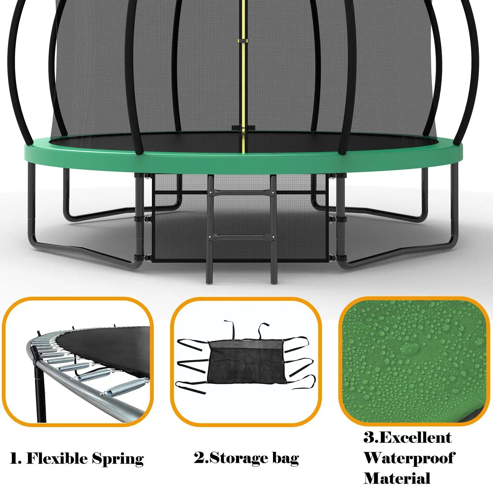 12' Recreational Kids Trampoline With Safety Enclosure Net & Ladder, Outdoor Recreational Trampolines by HouseOfZazla