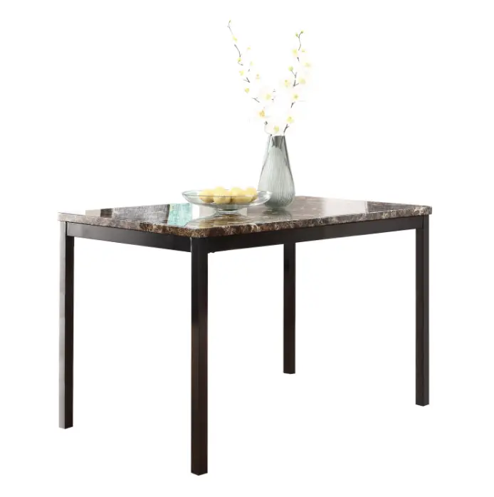 Furniture 5 Piece Metal Dinette Set with Faux Marble Top - Black by HouseOfZazla