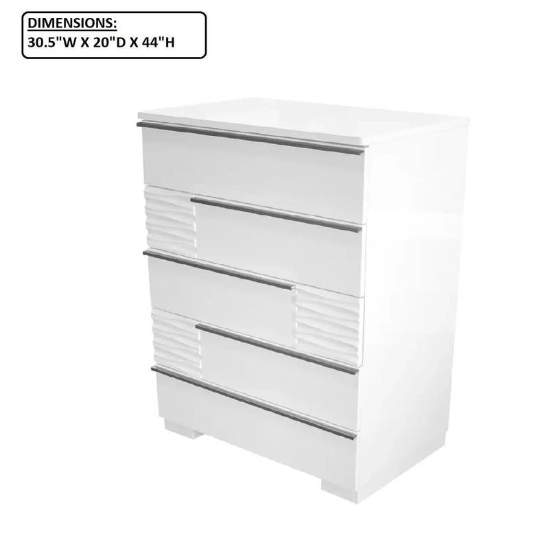 5 Drawer Chest, Bedroom - White by Unique Piece Furniture