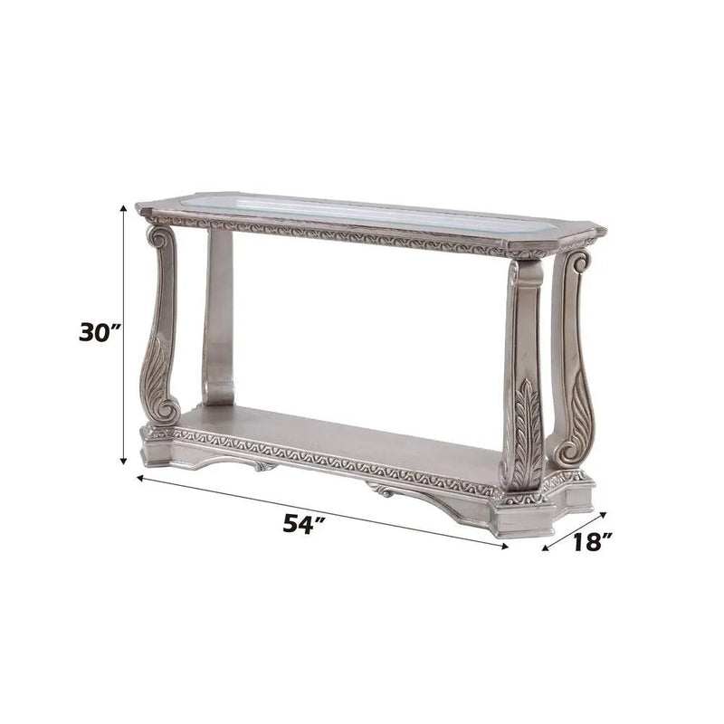 Northville - Sofa Table - Clear Glass & Antique Silver by Unique Piece Furniture
