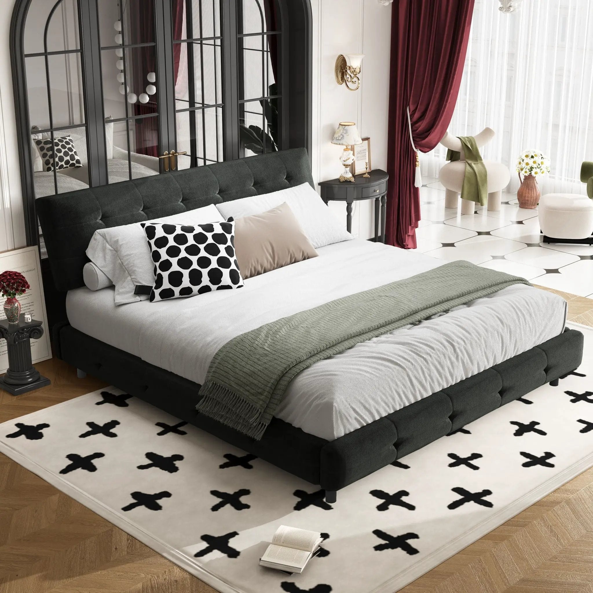 Tufted Headboard With Extra-Large Ultra-Soft Cloud Pillow Design by HouseOfZazla