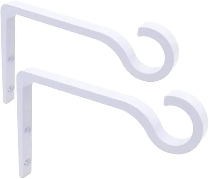 White Hanging Plant Bracket 6inch Metal Plant Hook Shepherds Hook Decorative Wall Plant Hanger for Hanging Lanterns, Bird Feeder, Flower Basket, Home Decor Indoor & Outdoor 2pack by GreenHaven Gardens