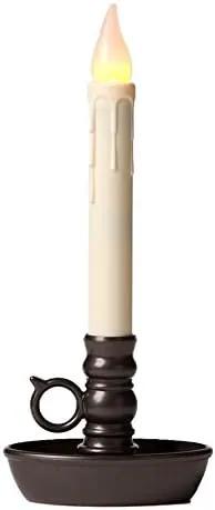 Set of 4 AA Battery Operated Window LED Candle Lamps, Auto Timer, Long Lasting Yellow Flame Bulbs Never Need Replacing, Plastic Construction, Home Accents Holiday Lights, Bronze Base, 9 1/2 H by GreenHaven Gardens