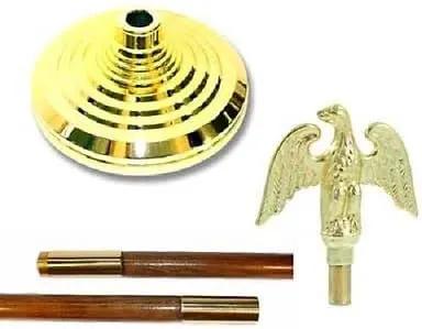 Super Tough Indoor Flag Pole kit 8ft - Metal Eagle - Gold Texture Base - Aluminum Flagpole with Brass Finish - Heavy Duty Inside House Flagstaff - Interior Shaft and Stand - No Ensign Included by GreenHaven Gardens