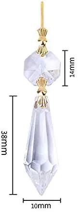 HDCRYSTALGIFTS 20Pcs 38mm Replacement Clear Chandelier Icicle Crystal Prisms Octogan Crystal Bead for Lamp Decor,Gold Bow Tie Connectors by GreenHaven Gardens