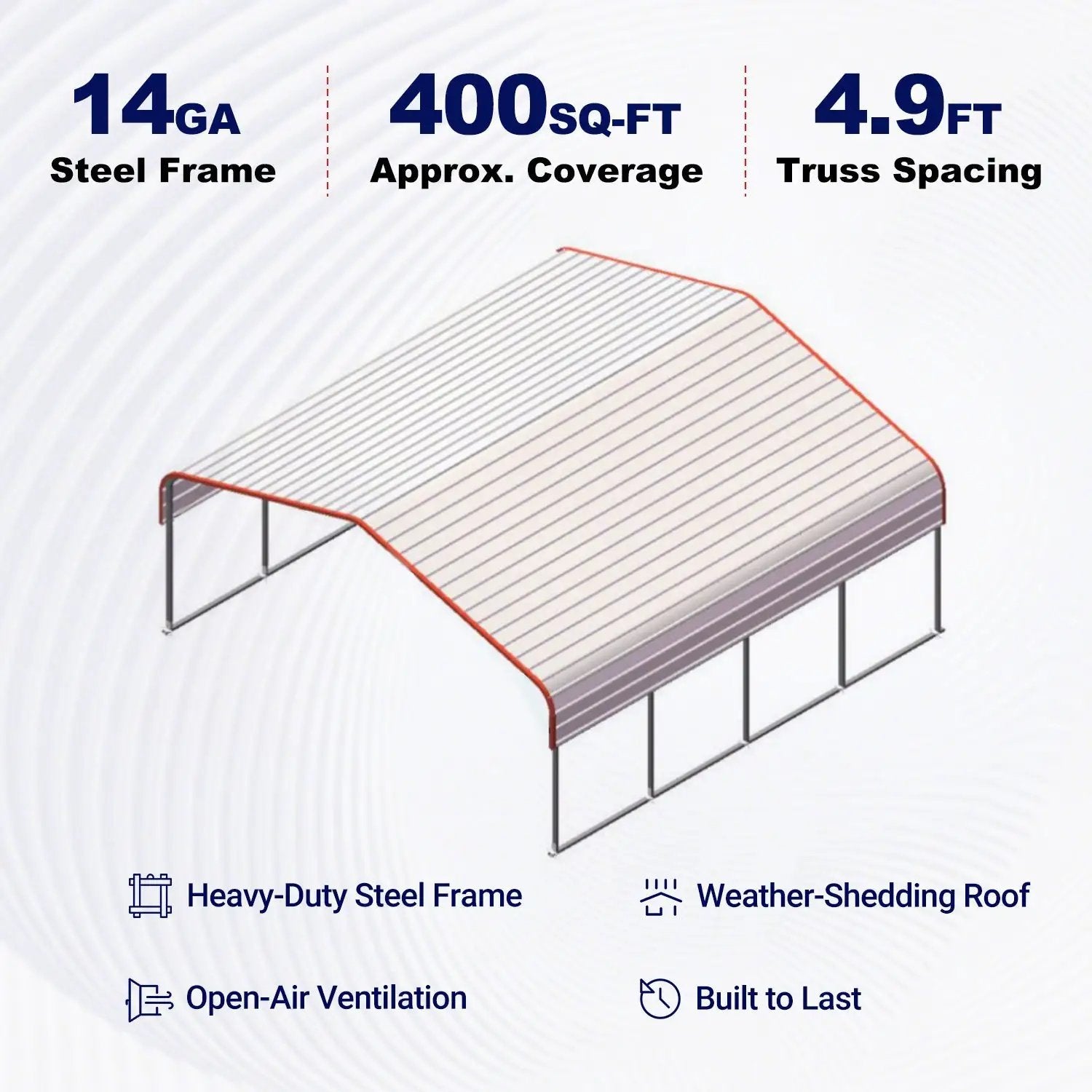 Classic Steel Carport 20'W x 20'L by Chery Industrial