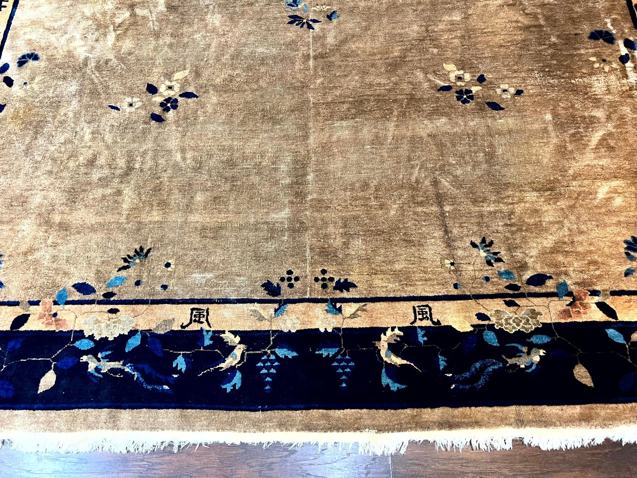 Antique Chinese Wool Rug 10x13, Large 1920s Peking Carpet, Handmade by Jewel Rugs