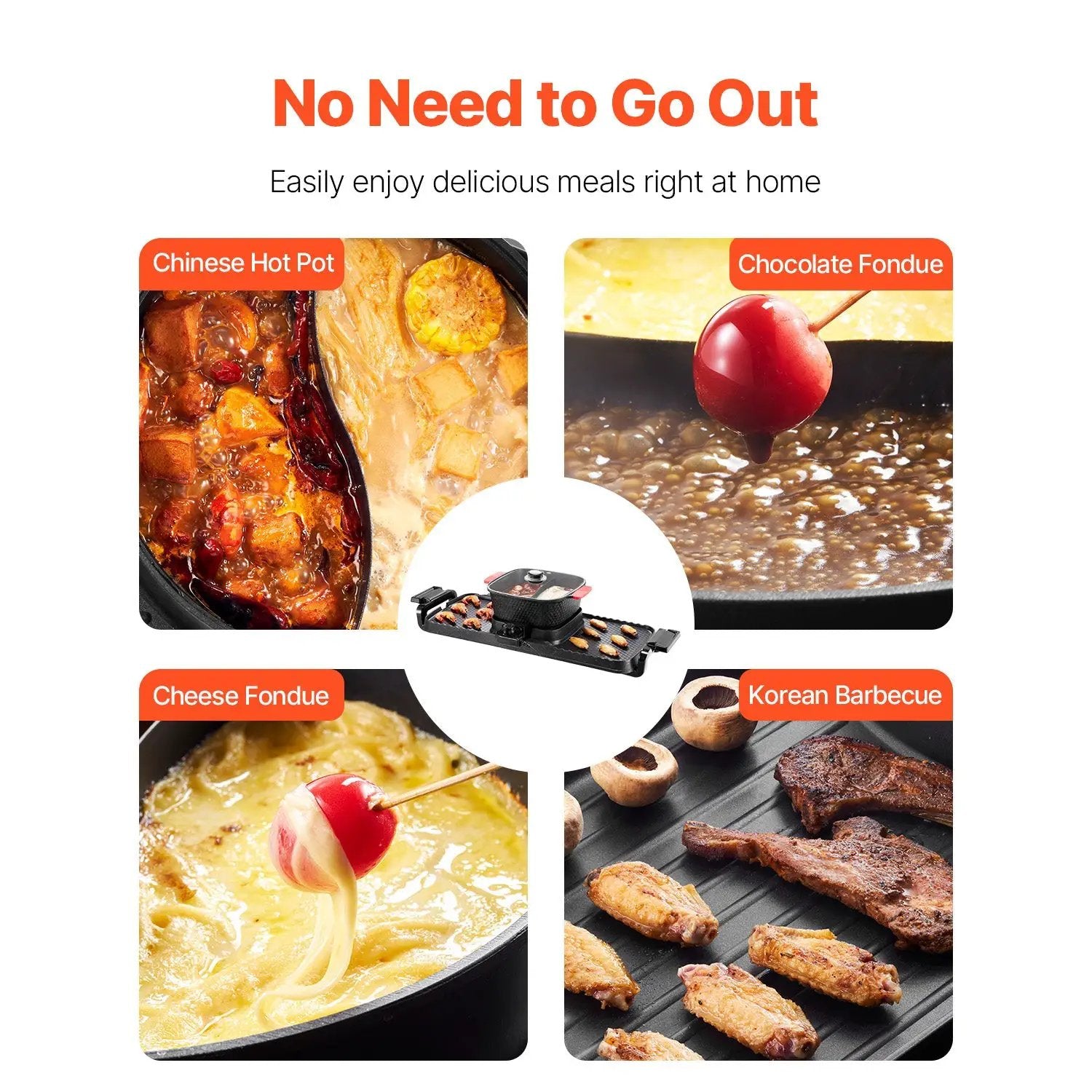 Hot Pot with Grill 2300W 2-in-1 Electric Smokeless BBQ Pan with Removable Pot by HouseOfZazla