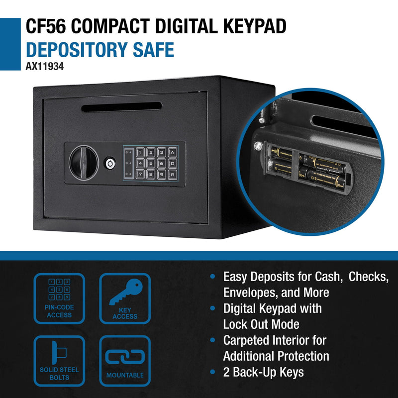 Compact Keypad Depository Safe - Black by HouseOfZazla