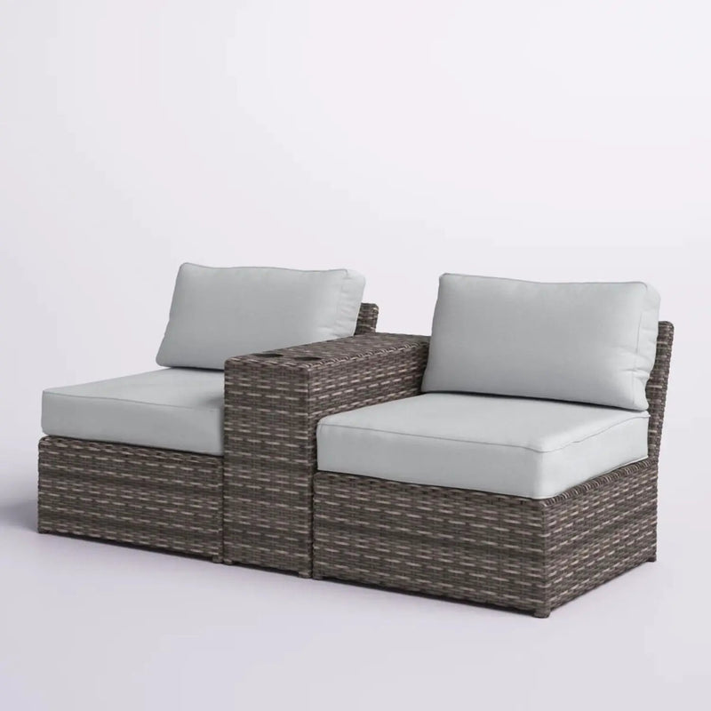 2 Person Wicker Conversation Set With Cushions, Weather Resistant by Unique Piece Furniture