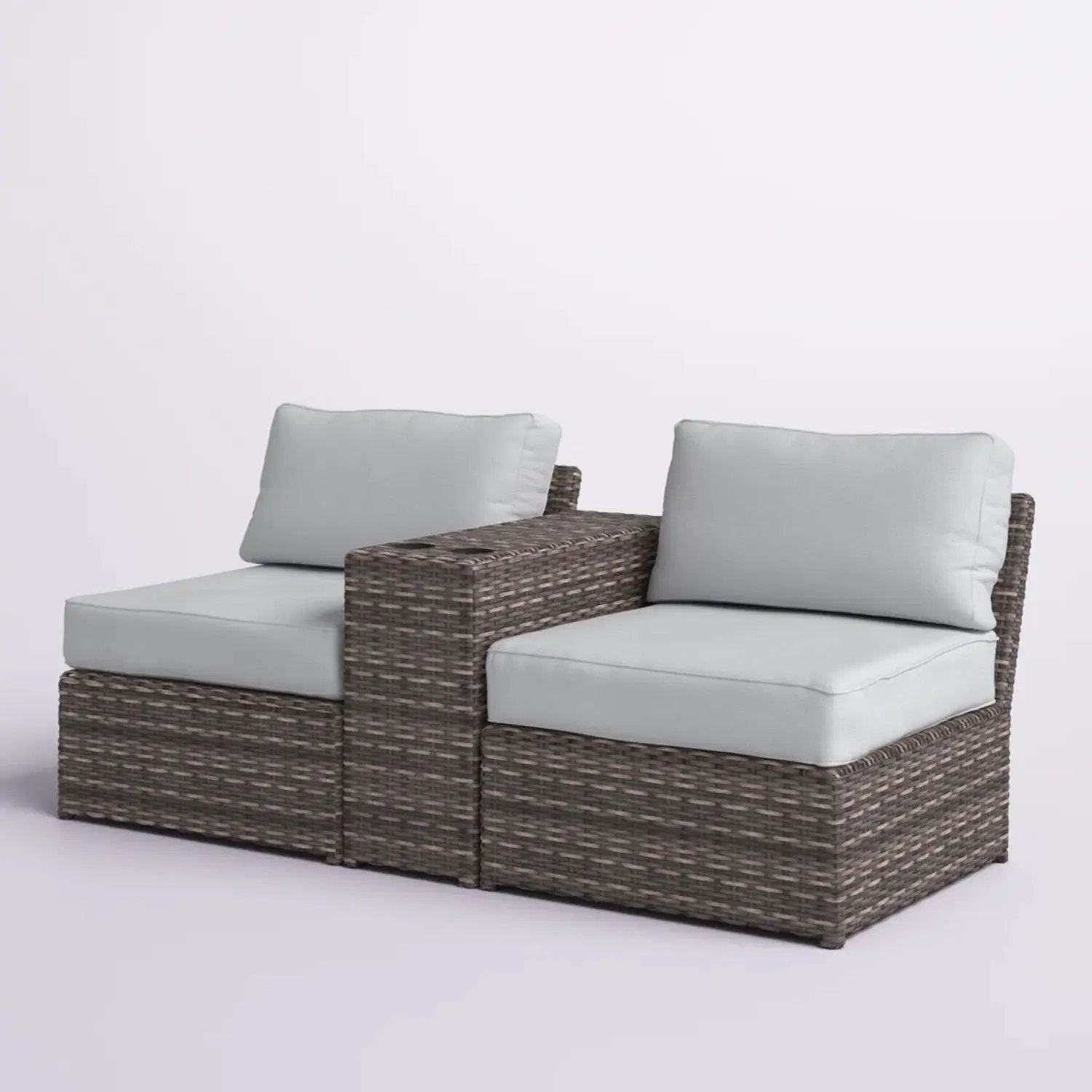 2 Person Wicker Conversation Set With Cushions, Weather Resistant by Unique Piece Furniture
