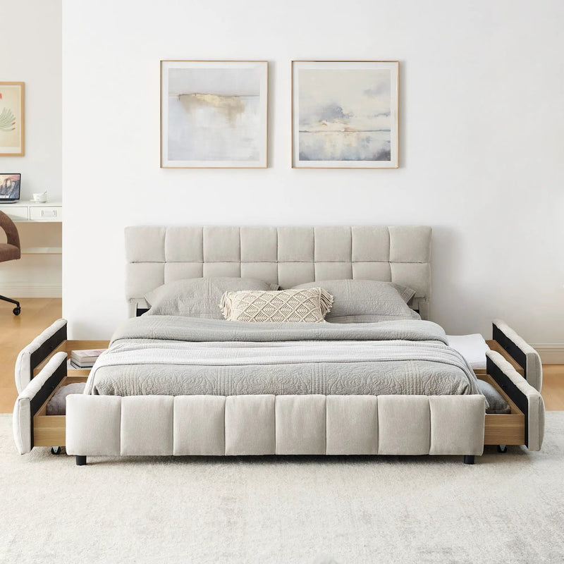Modern Platform Bed Frame With Thick Fabric by Unique Piece Furniture
