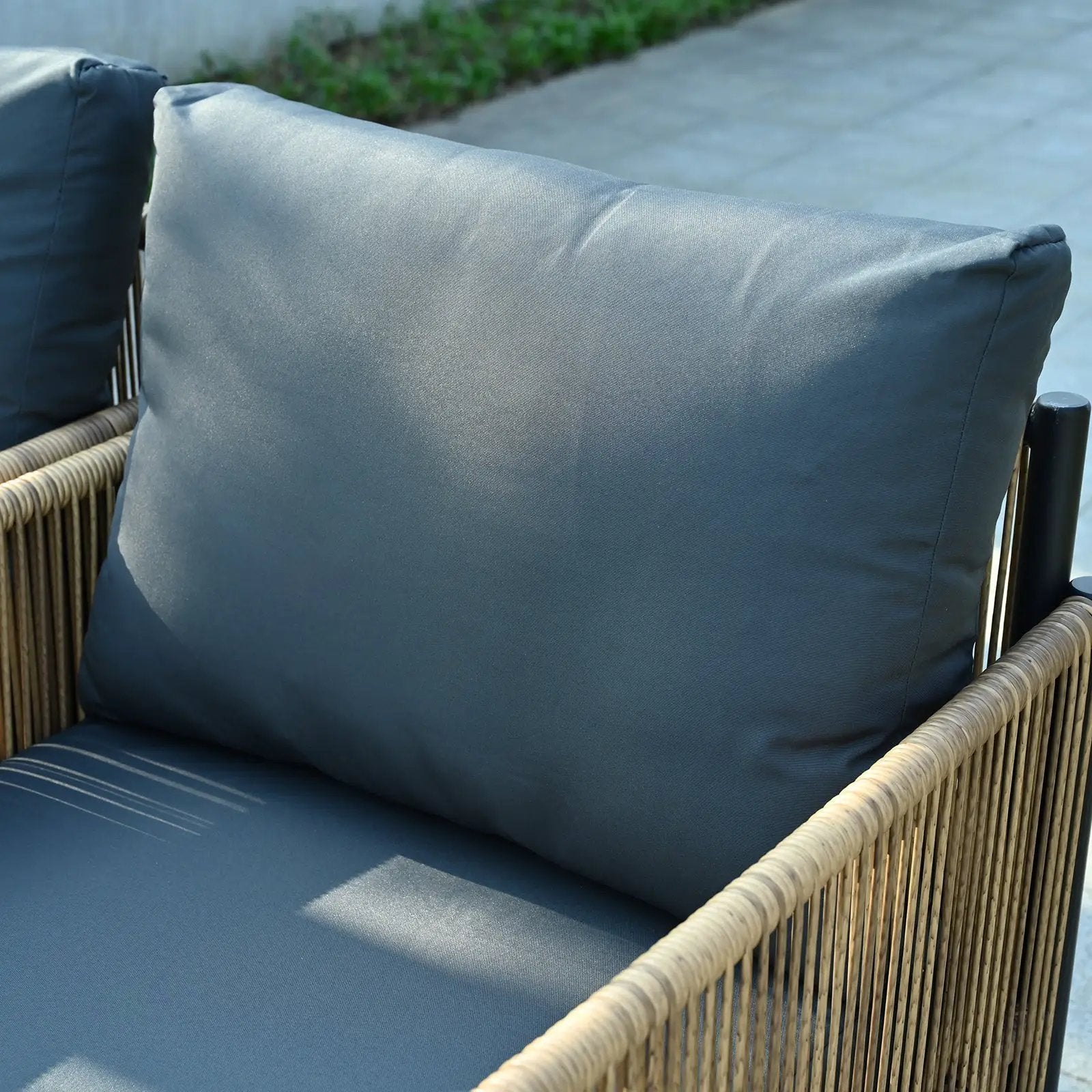 Patio 4-Piece Brown PE Wicker Sofa Set with Grey Cushions by HouseOfZazla