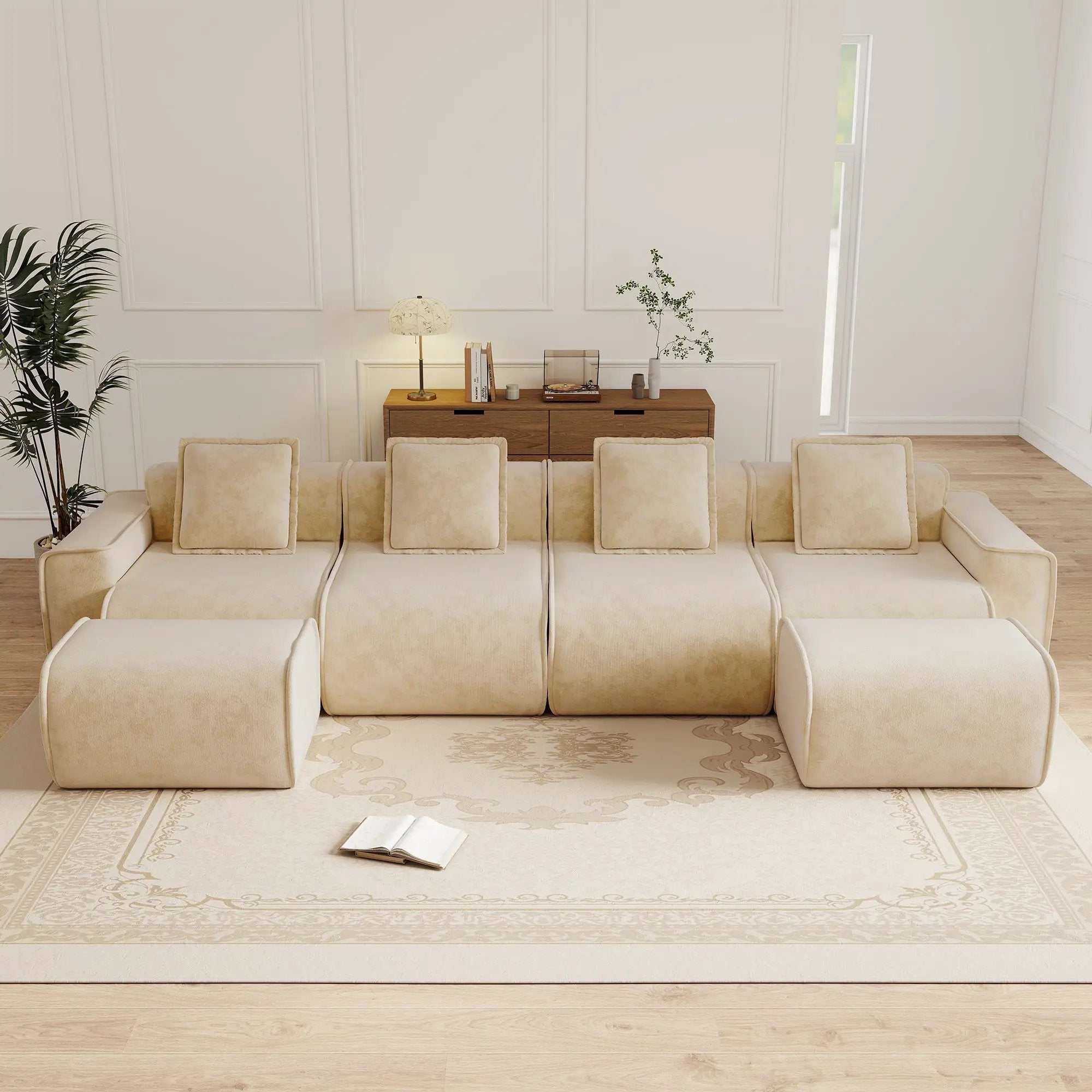 Streamlined Design Modular 4 Seat U Shape Sectional Sofa by HouseOfZazla