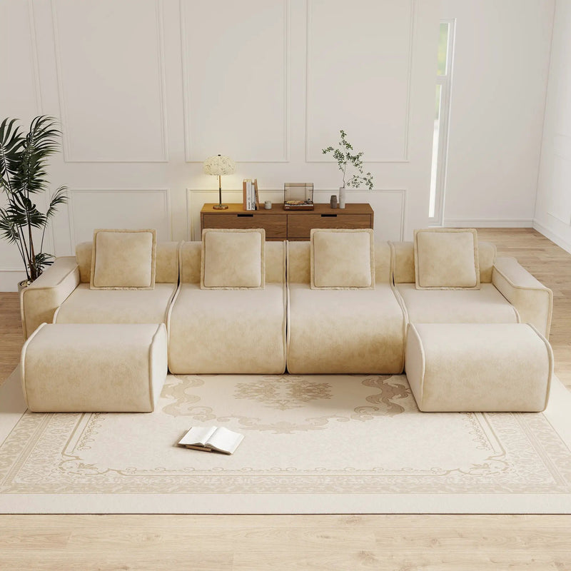 Streamlined Design Modular 4 Seat U Shape Sectional Sofa by HouseOfZazla
