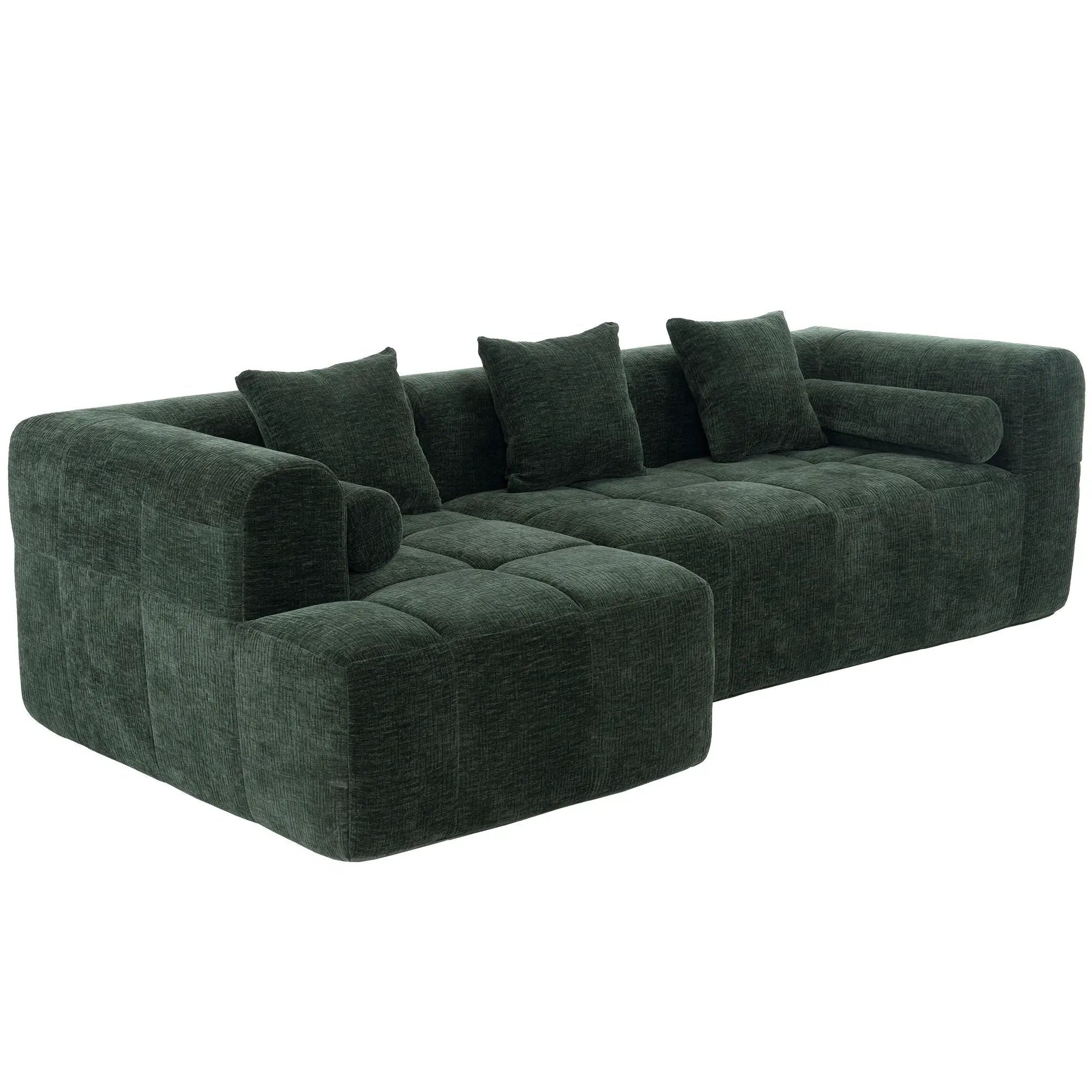 Sectional Free Combined Sofa With 2 Side Pockets by HouseOfZazla