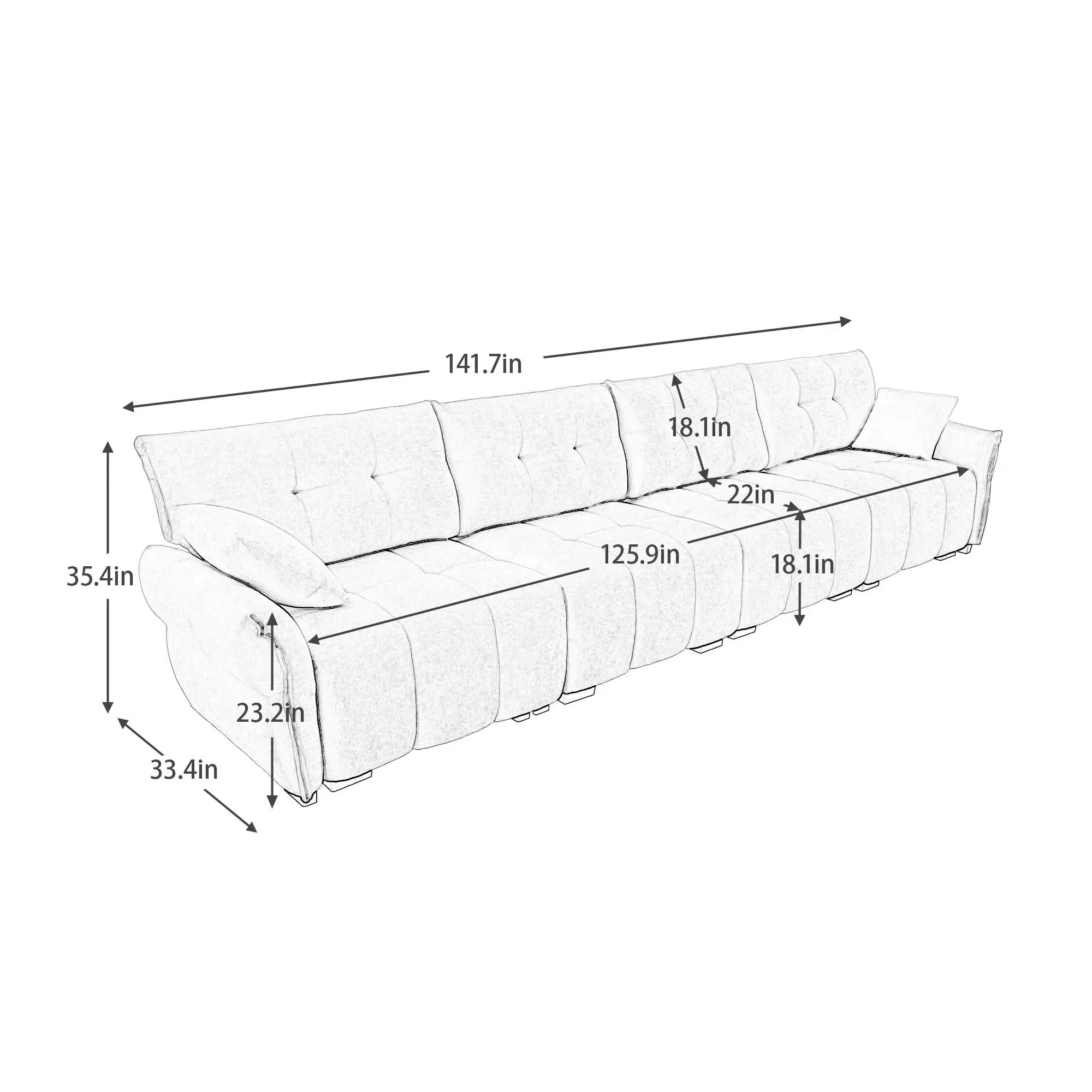Modern 4-Seater Sofa, Solid Wood Frame In Premium Chenille by HouseOfZazla