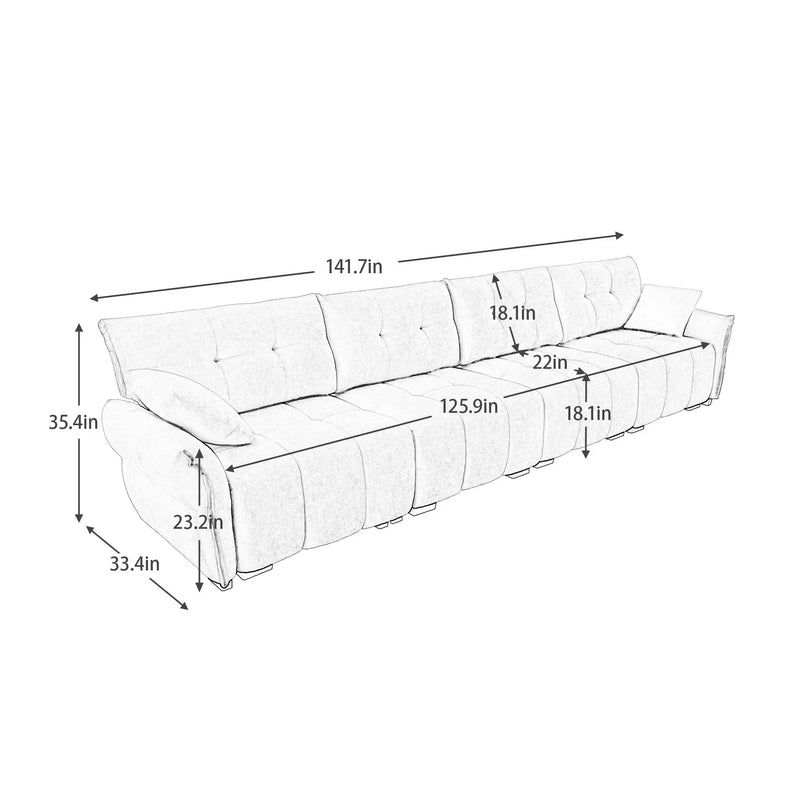 Modern 4-Seater Sofa, Solid Wood Frame In Premium Chenille by HouseOfZazla
