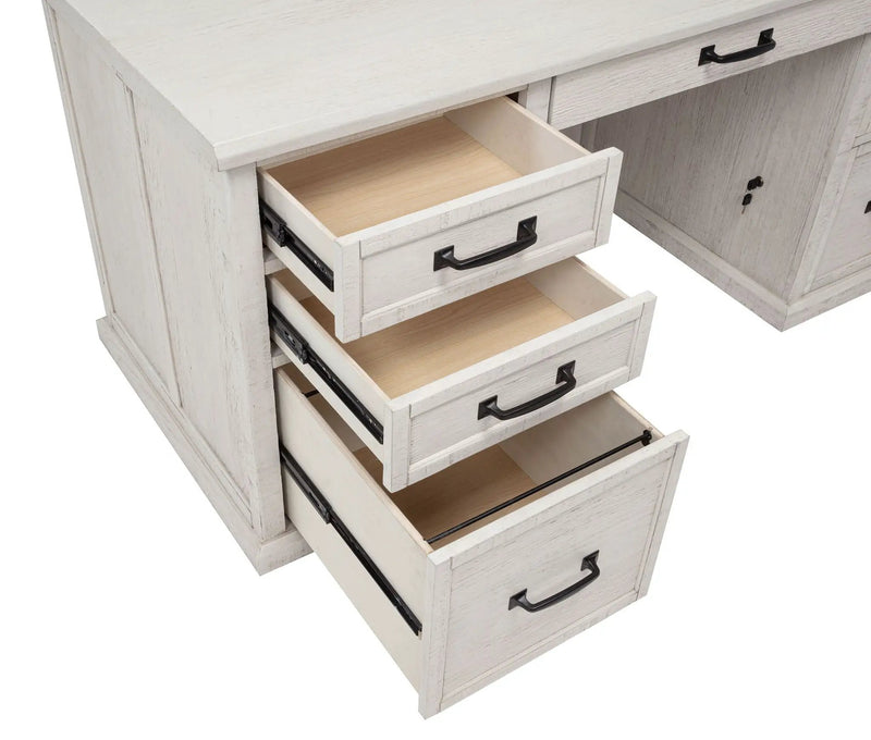 Altidore 68-inch 7-drawer Executive Home Office Desk Distressed White by Unique Piece Furniture
